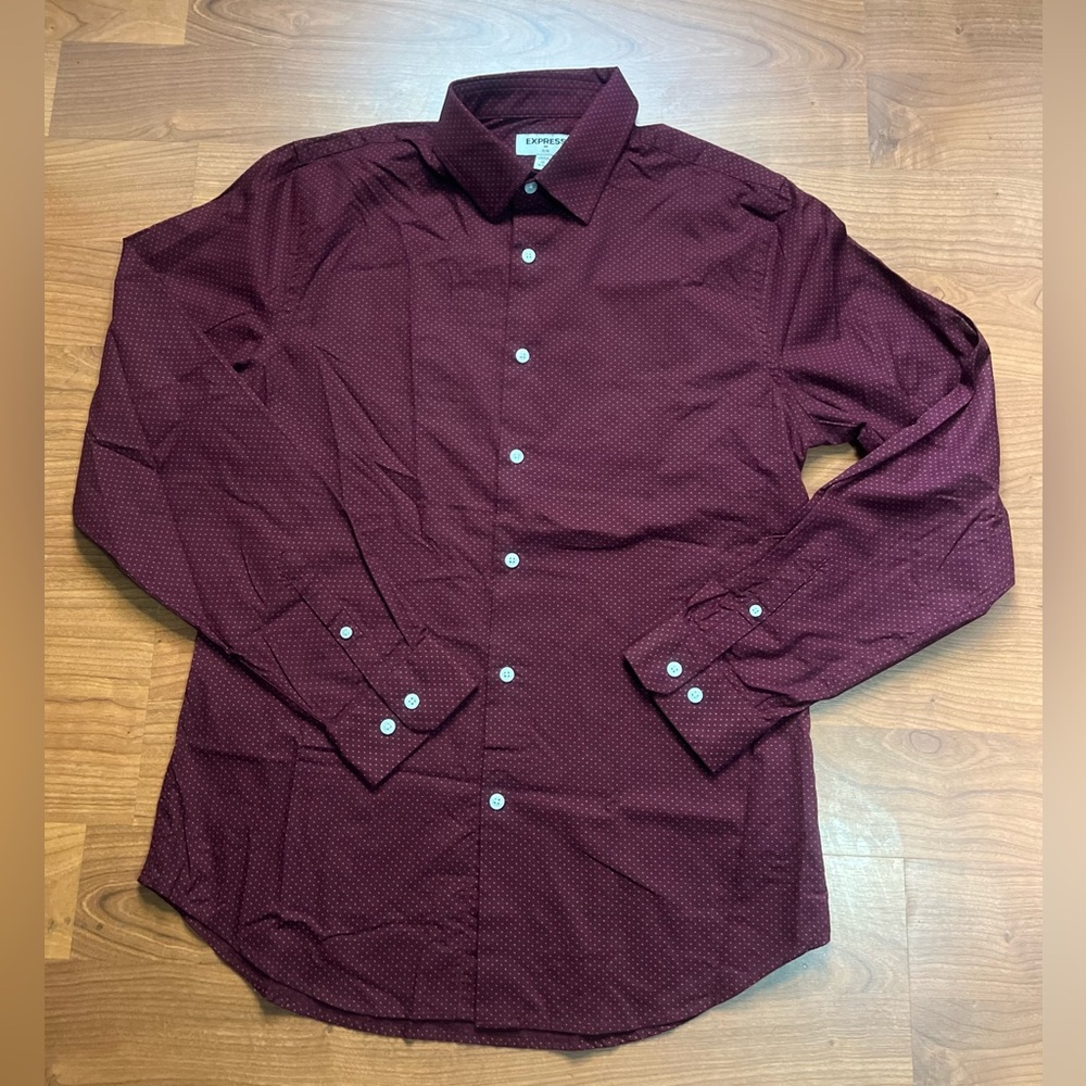 EXPRESS SLIM Mens long sleeve polka  dots dress shirt